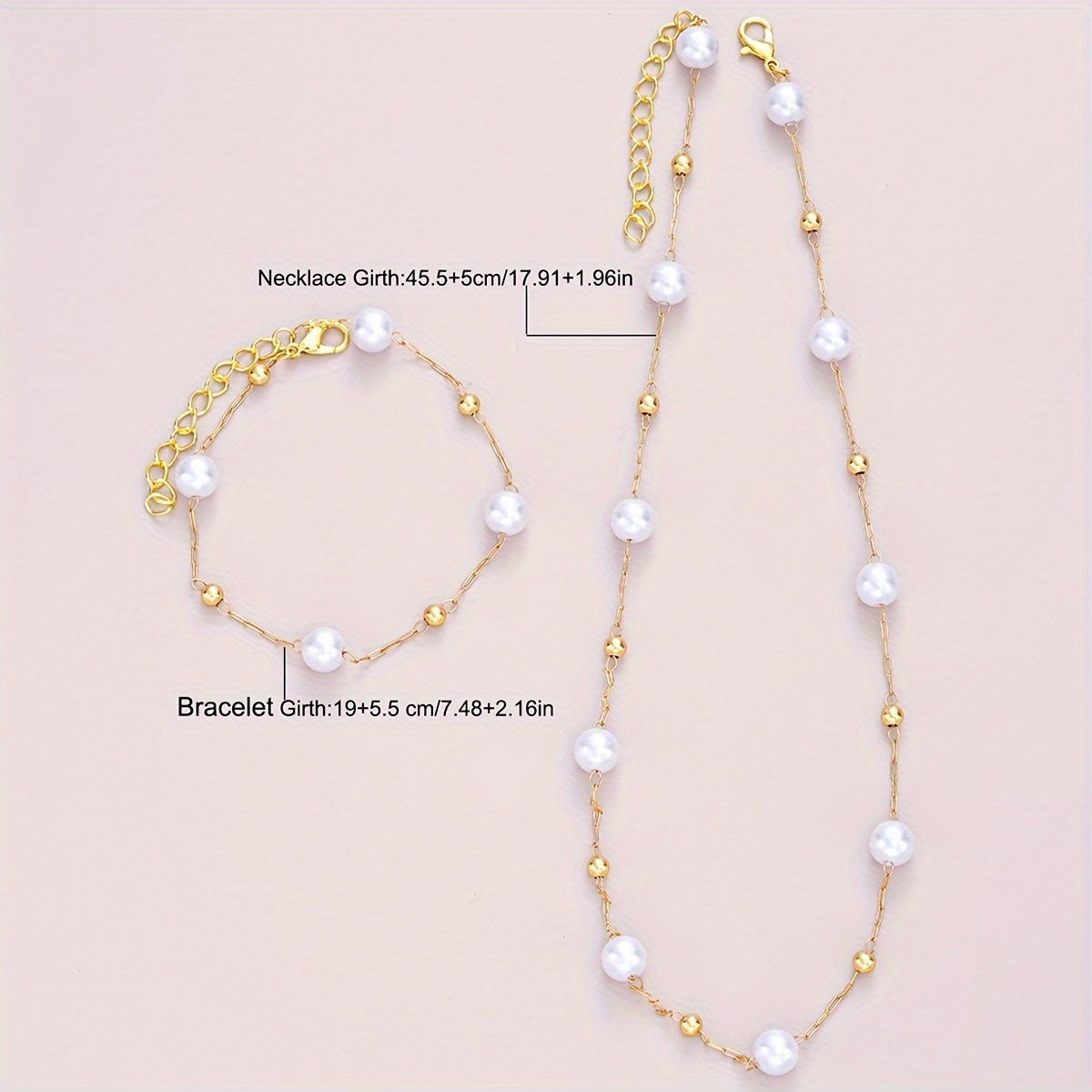 Imitation Pearl Bracelet Necklace Set