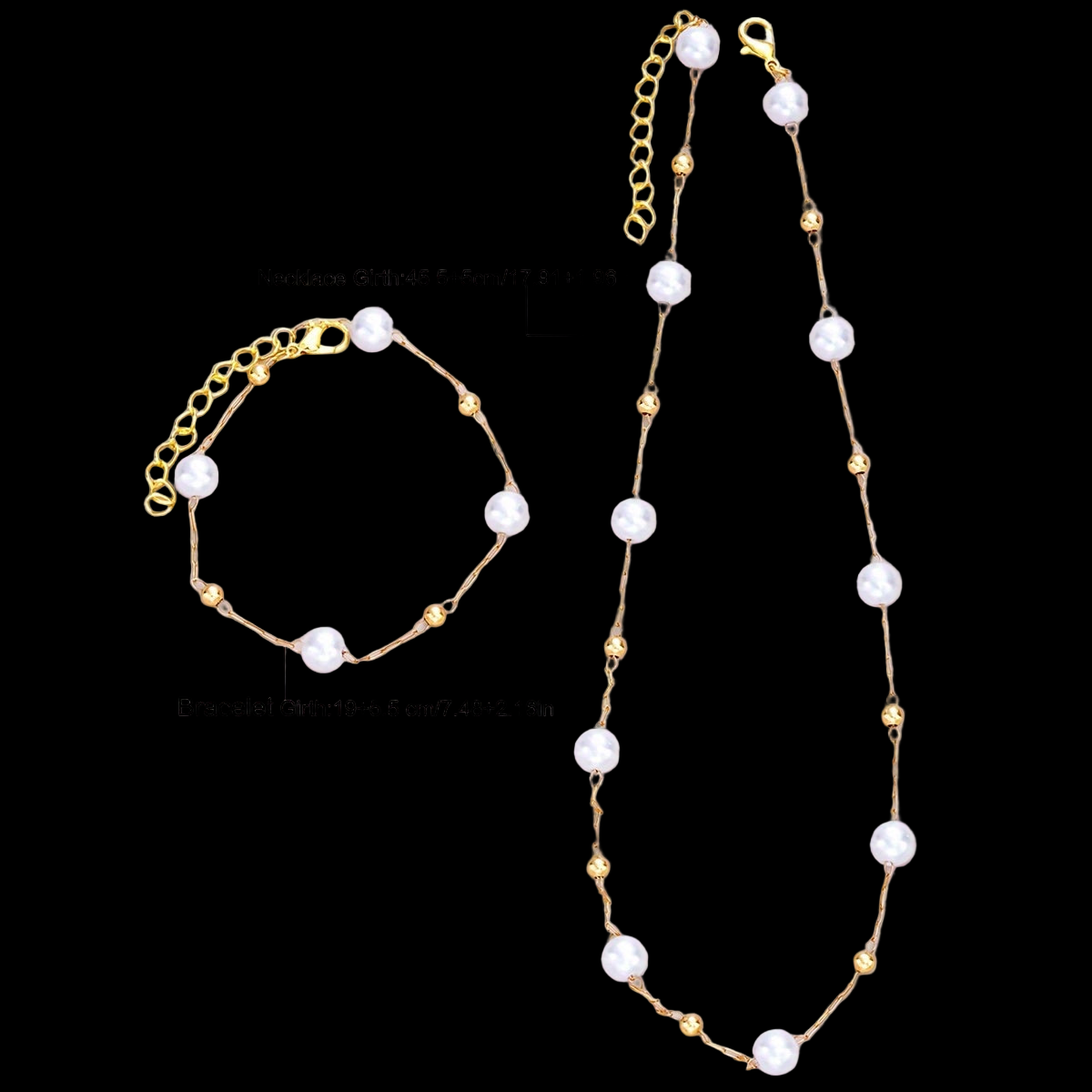 Imitation Pearl Bracelet Necklace Set