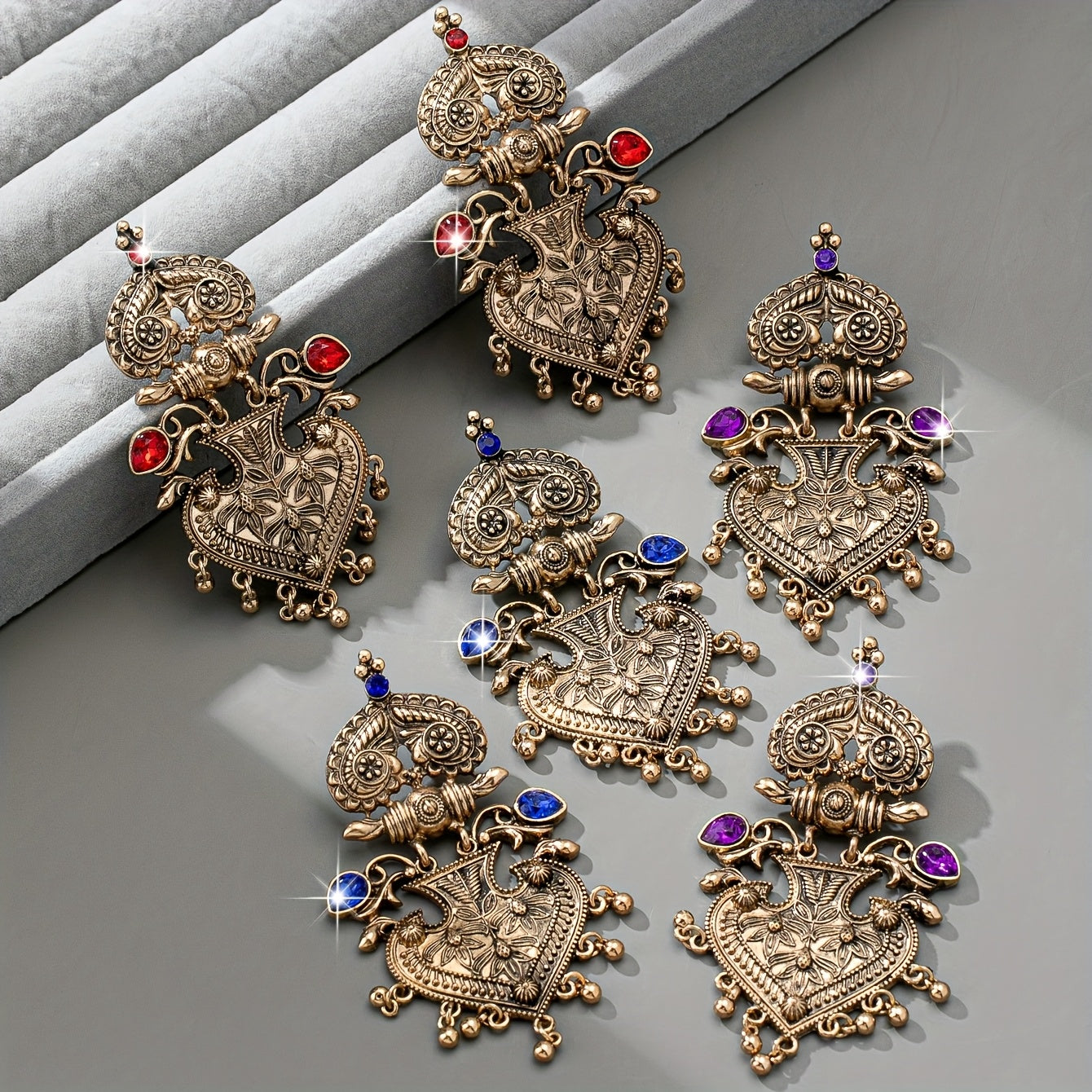 Vintage Heart Tassel Earrings