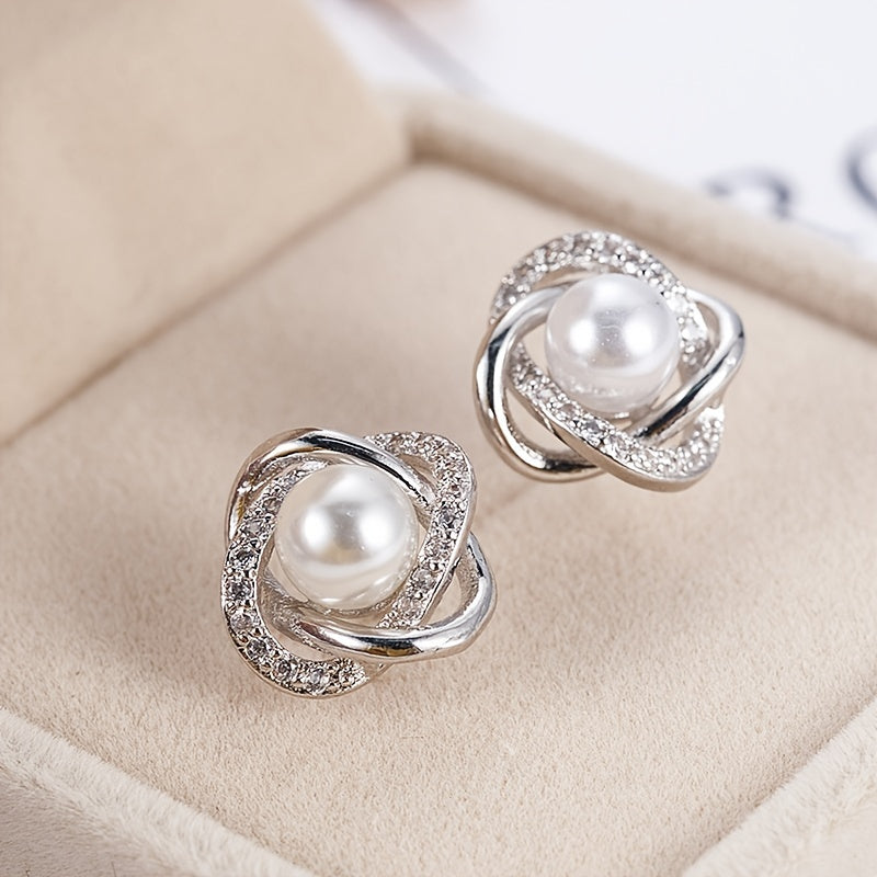 Pearl Zircon Studs
