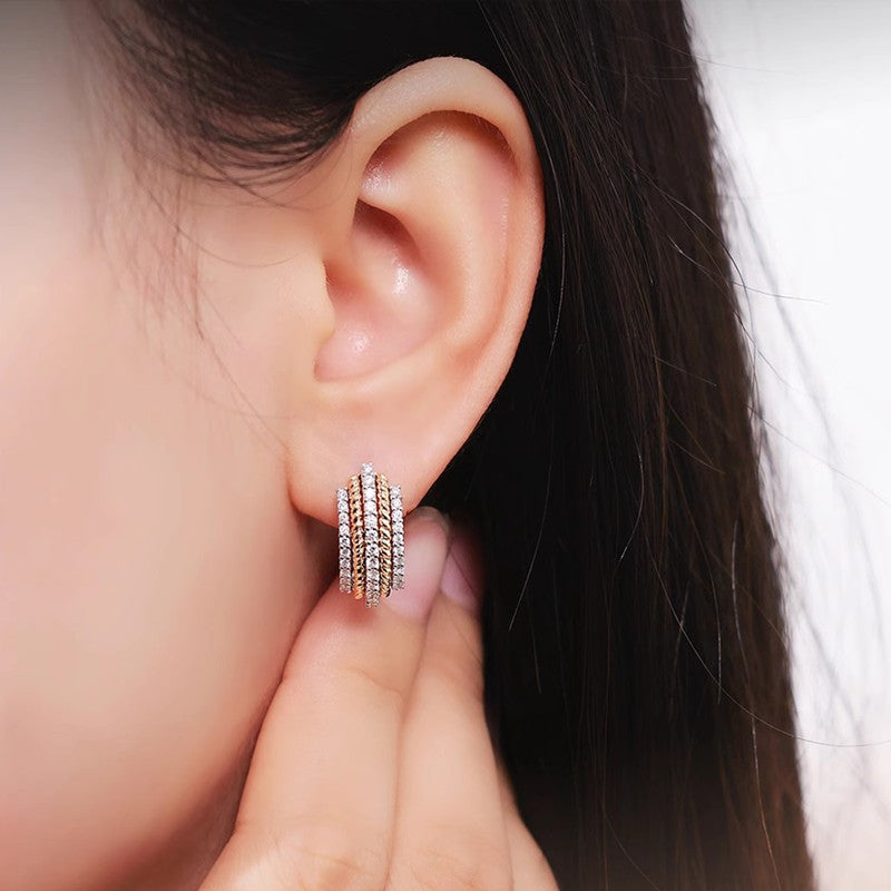 Zircon Two-Tone Earrings