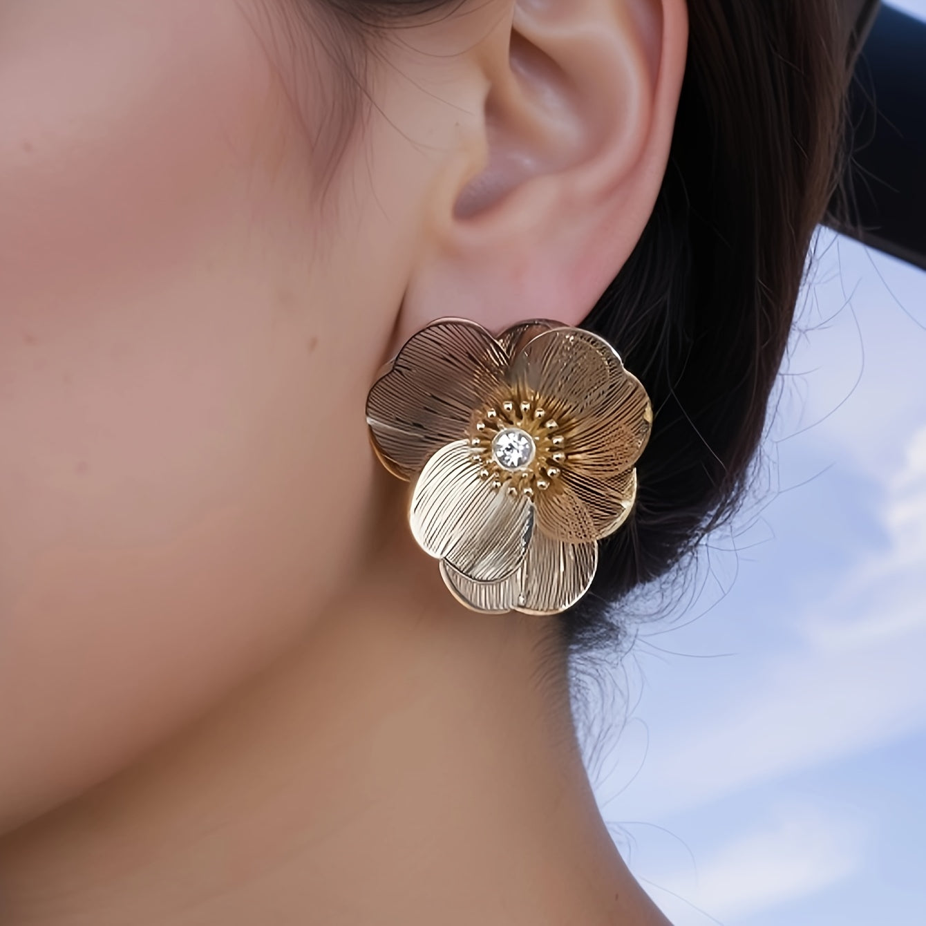 Floral Hollow Design Copper Stud Earrings