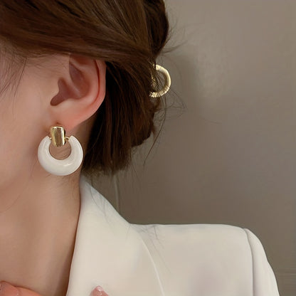 Vintage Style Drip Oil Circle Earrings