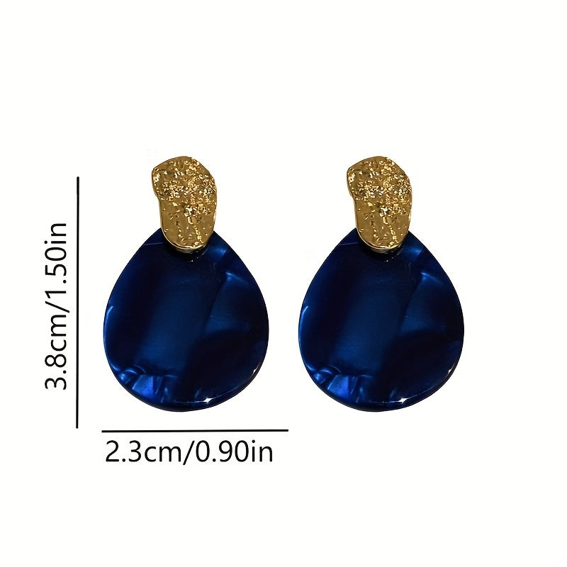 Blue Teardrop Shape Stud Earrings