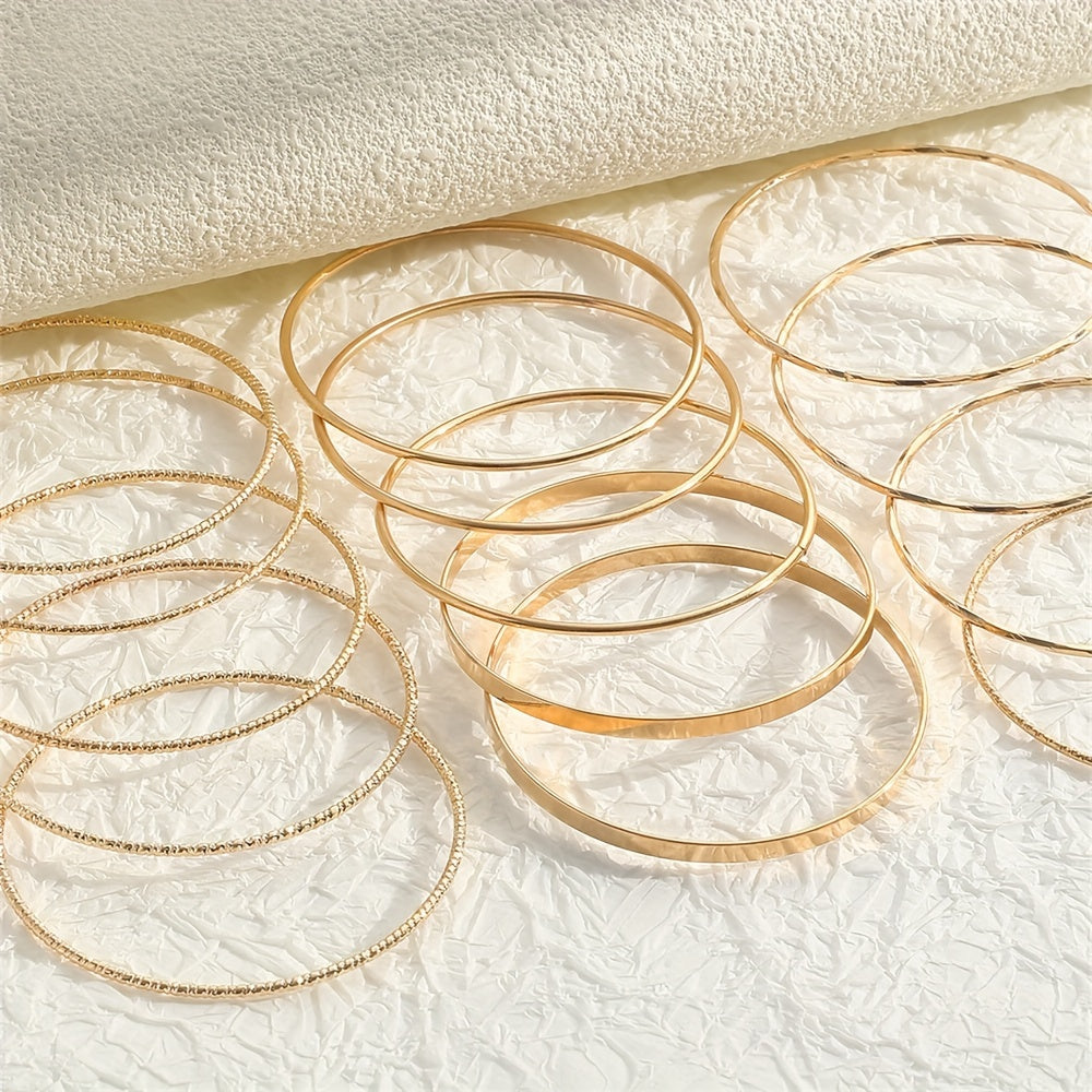 Simple Texture Wide Version Plain Bracelet Set