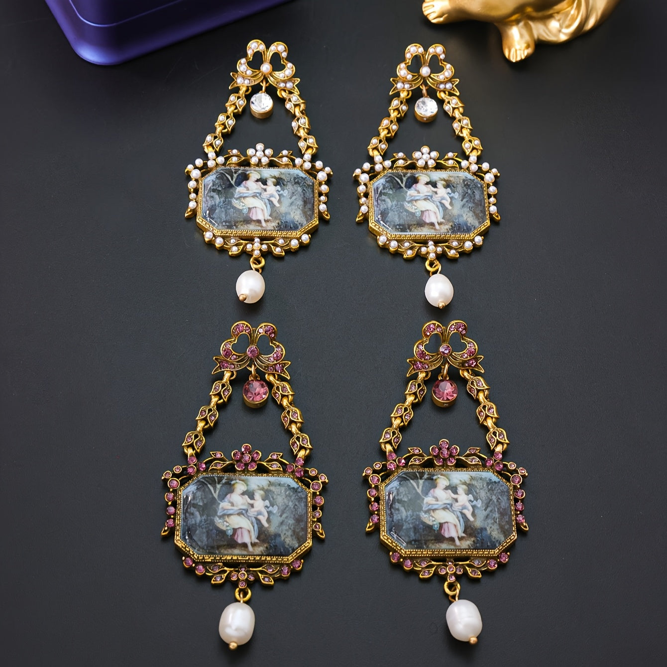 Vintage-Style Oil Painting Design Earrings