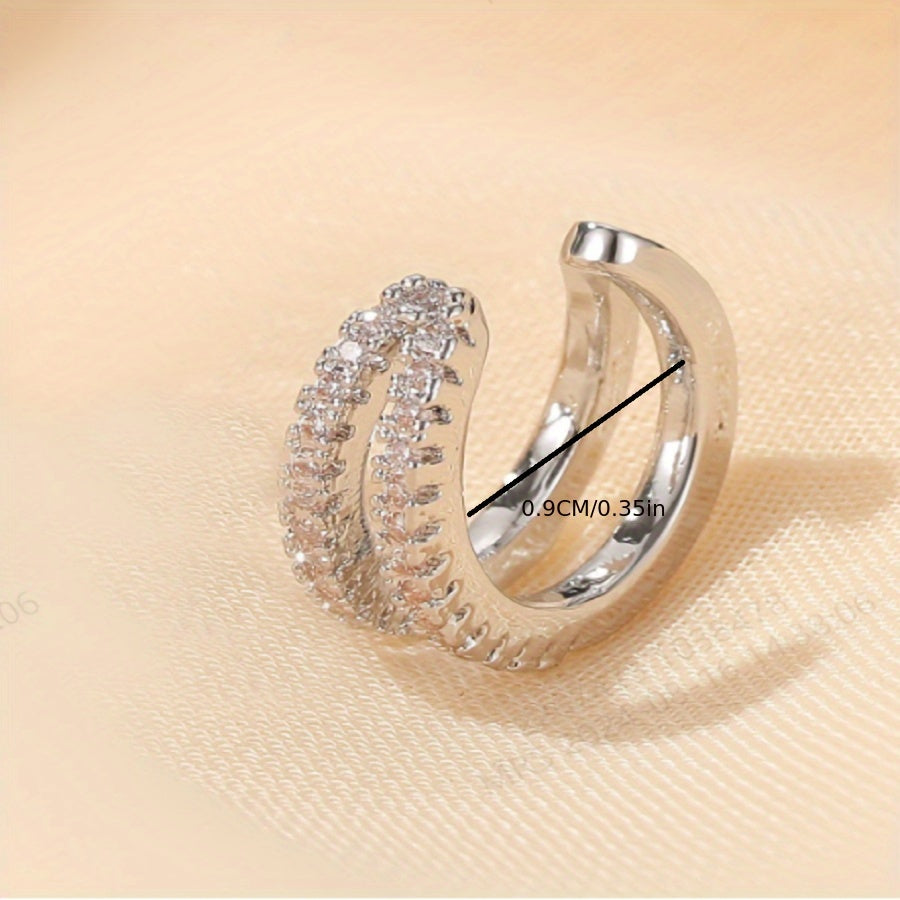 1pc Double-Layer Crystal Ear Cuff Earring