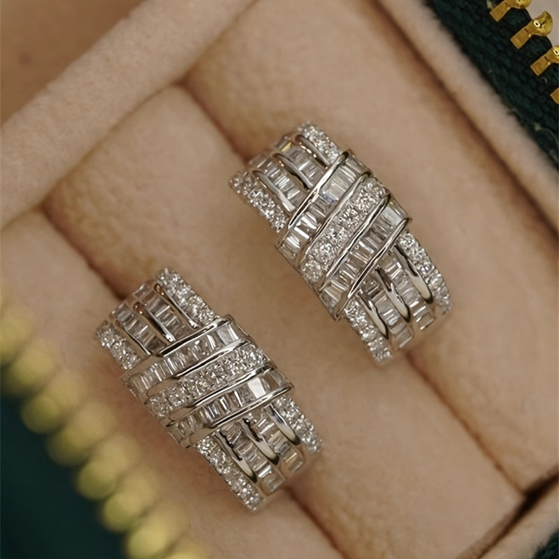 Hoop Earrings with Sparkling Zircon