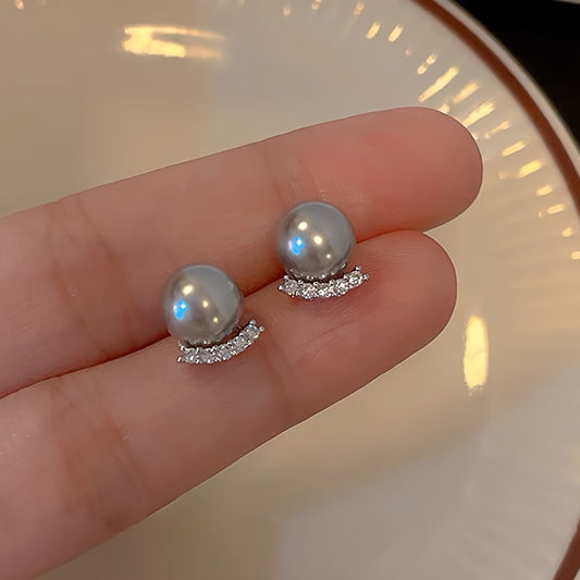 Tiny Grey Pearl Earrings