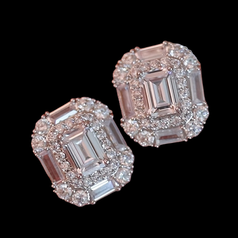 Rectangular Zircon Earrings