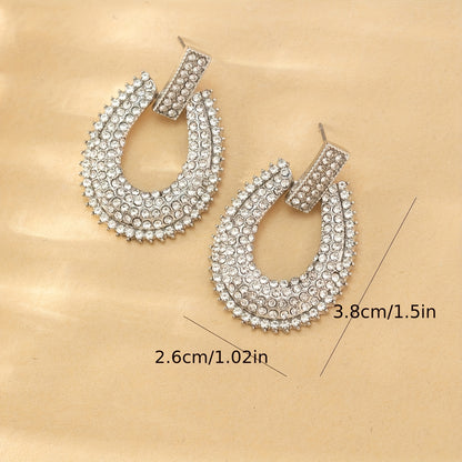 Rhinestone Loop Dangle Earrings
