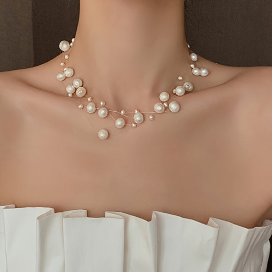 PEARL NECKLACE with TRANSLUCENT STRING