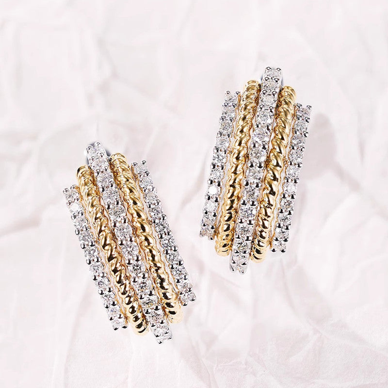 Zircon Two-Tone Earrings