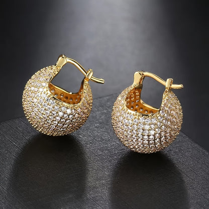 Synthetic Zirconia Spherical Earrings