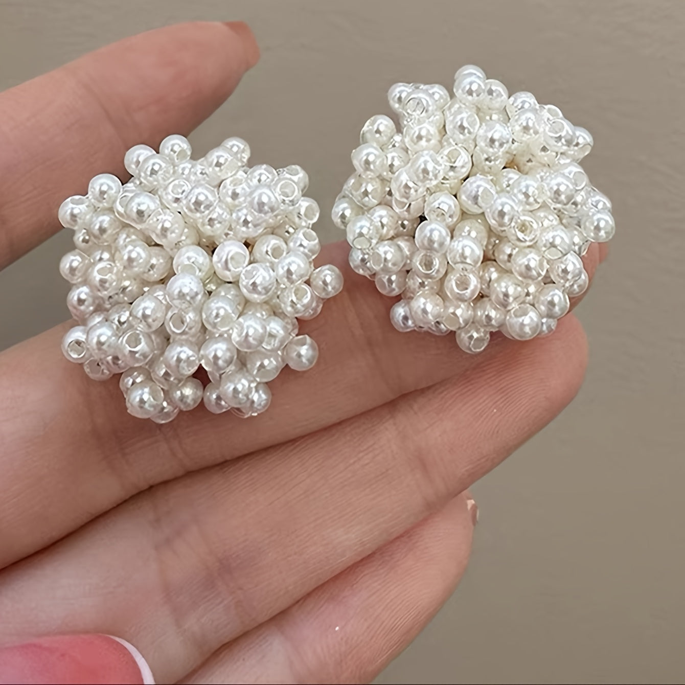 French White Pearl Stud Earrings