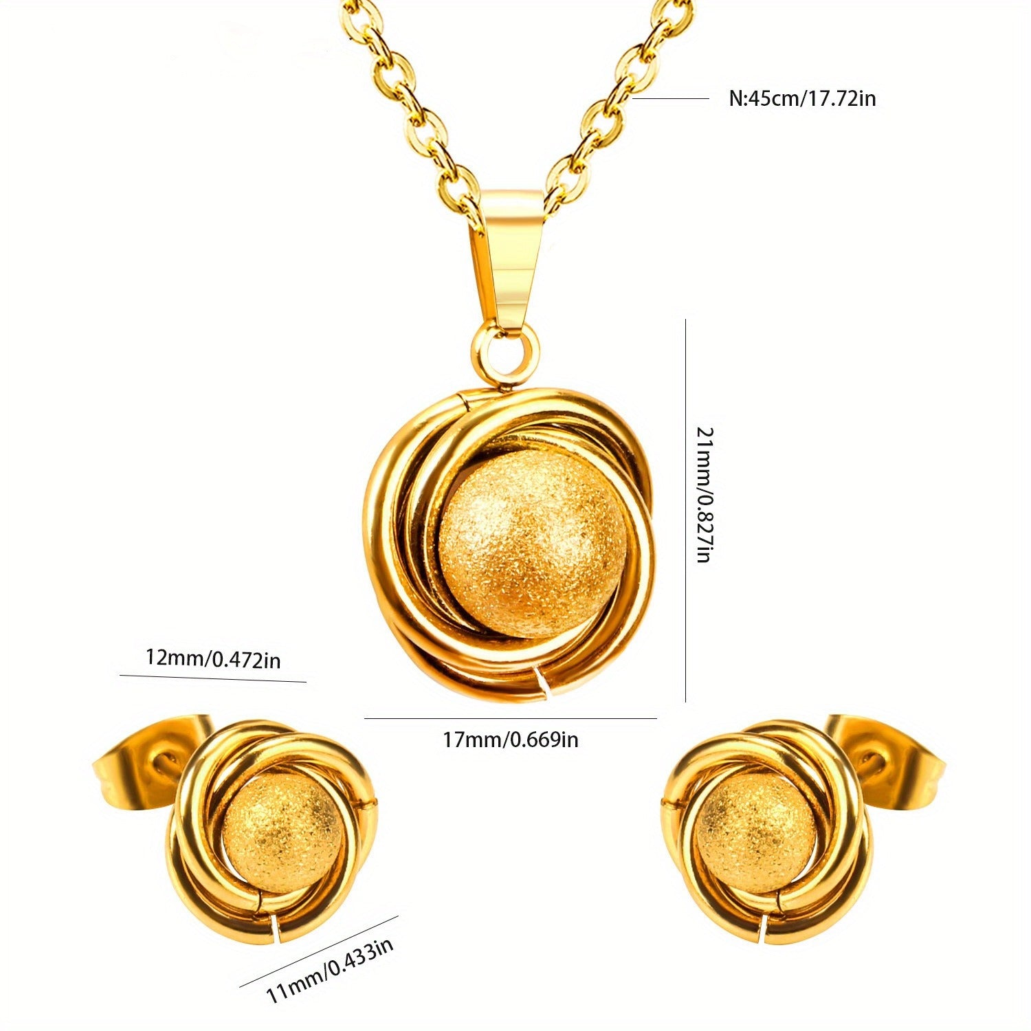 Geometric Ball Pendant Earrings Set