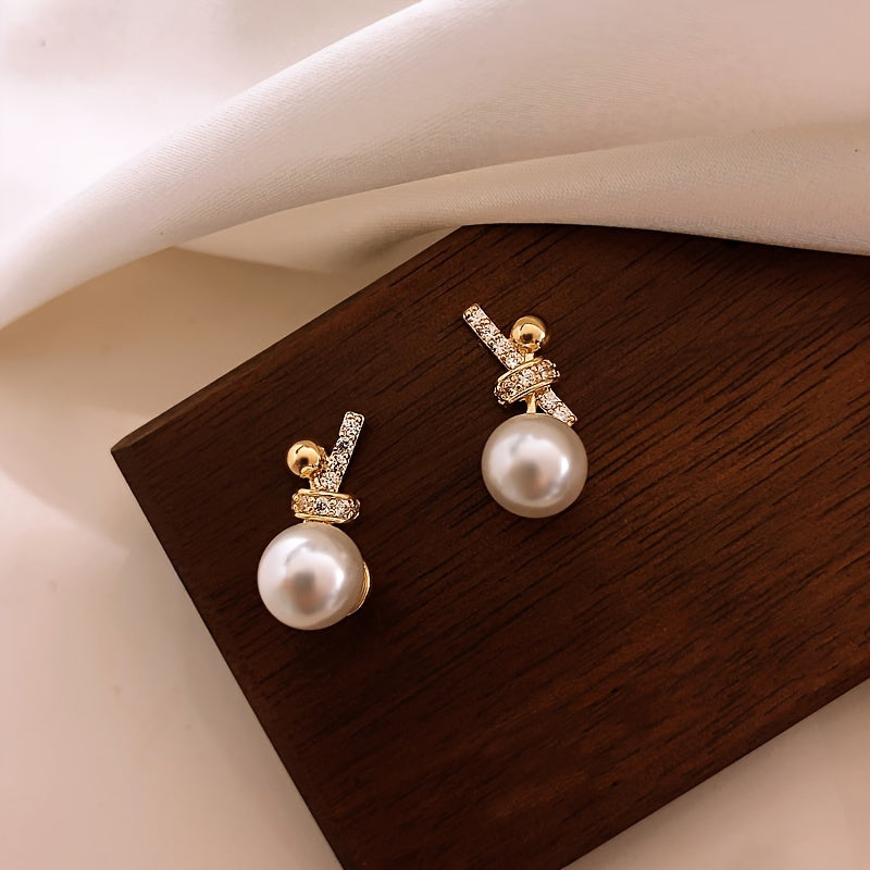 Knot Design Faux Pearl Stud Earrings