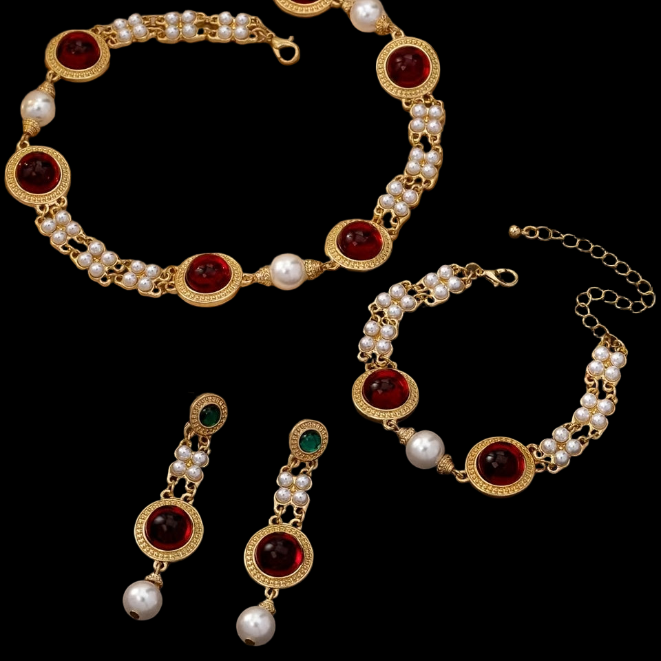 Vintage Court Jewelry Earrings and Pendant Set