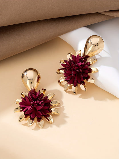 Iron Flower Earrings with Velvet