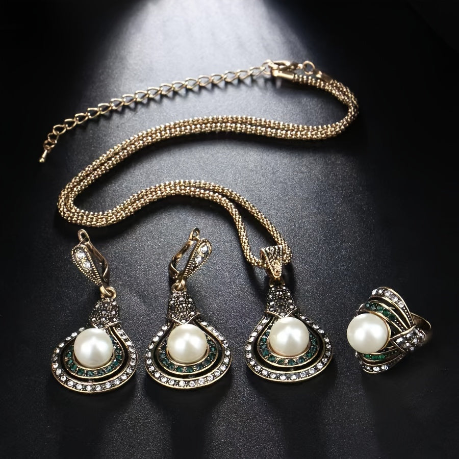 Antique Zinc Alloy Pearl Set