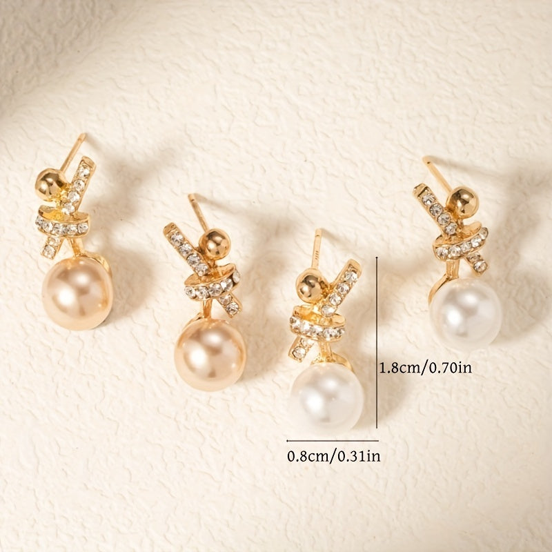 Knot Design Faux Pearl Stud Earrings