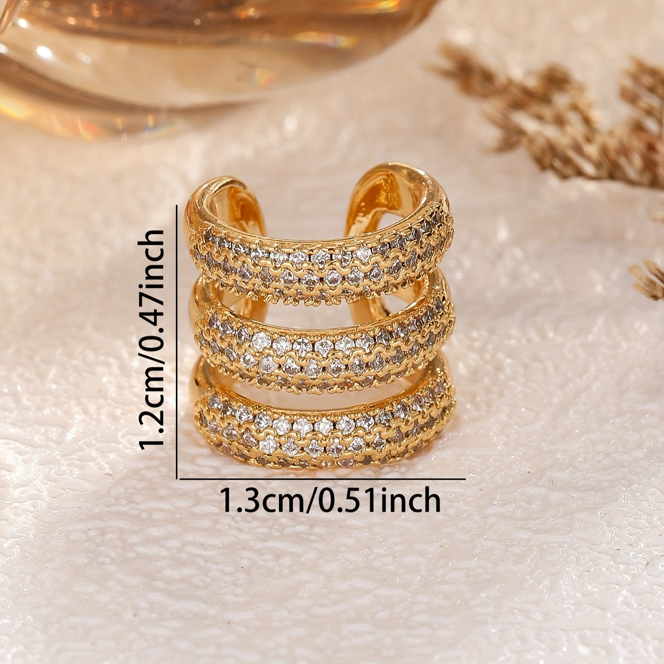 1pc Three-layer Full Rhinestone Hollow Earring Clip