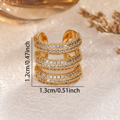 1pc Three-layer Full Rhinestone Hollow Earring Clip