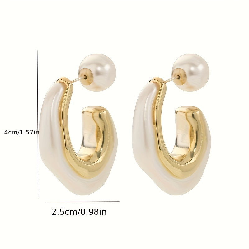 Gold Hoops with FAUX PEARL Earrings