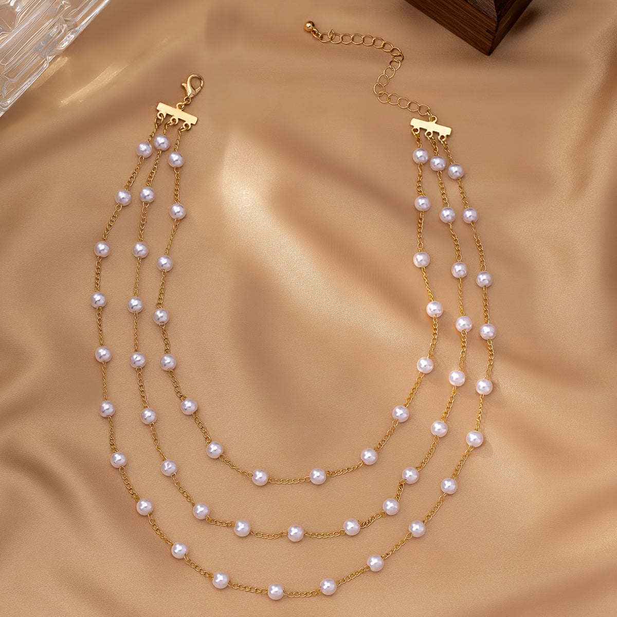 MULTI STRING FAUX PEARL NECKLACE