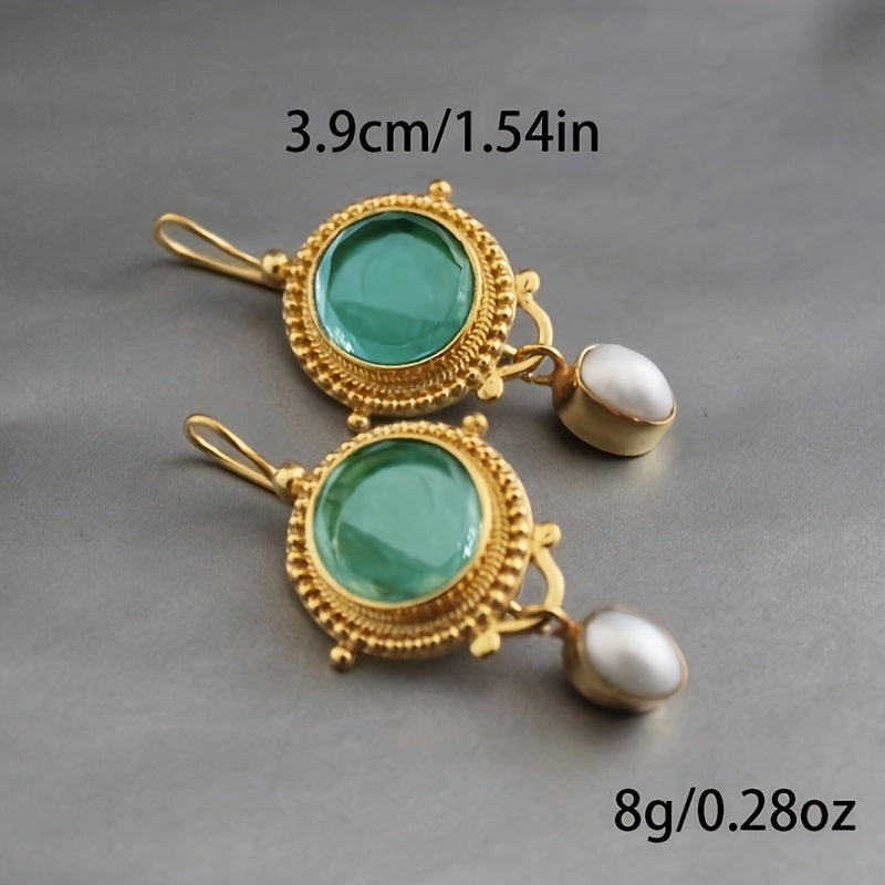 Synthetic Emerald Earrings in Golden Yellow
