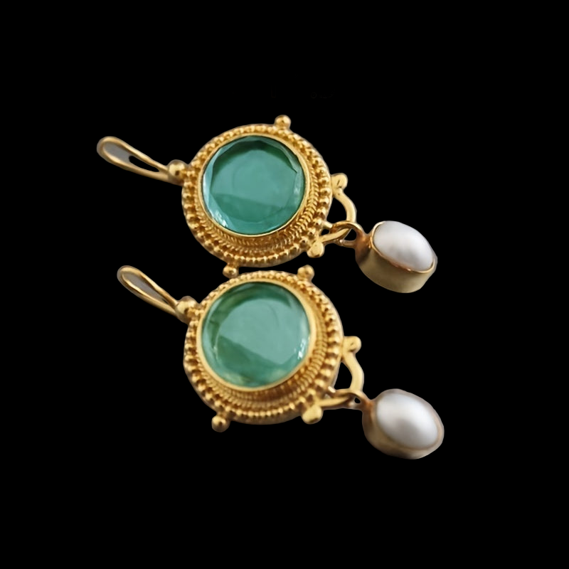 Synthetic Emerald Earrings in Golden Yellow