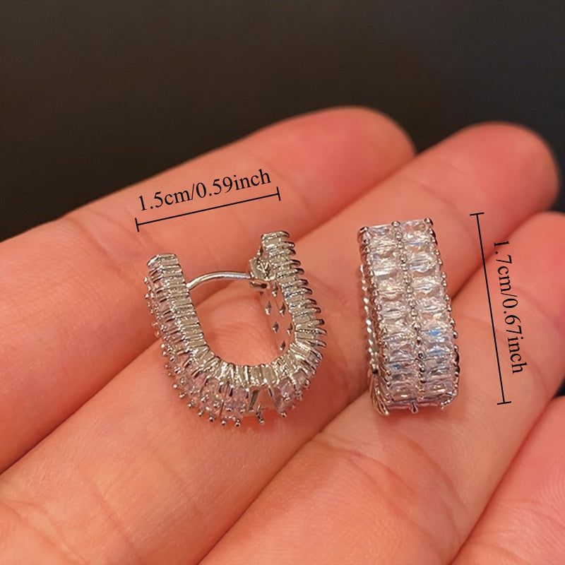 U-Shaped Zircon Hoop Earrings