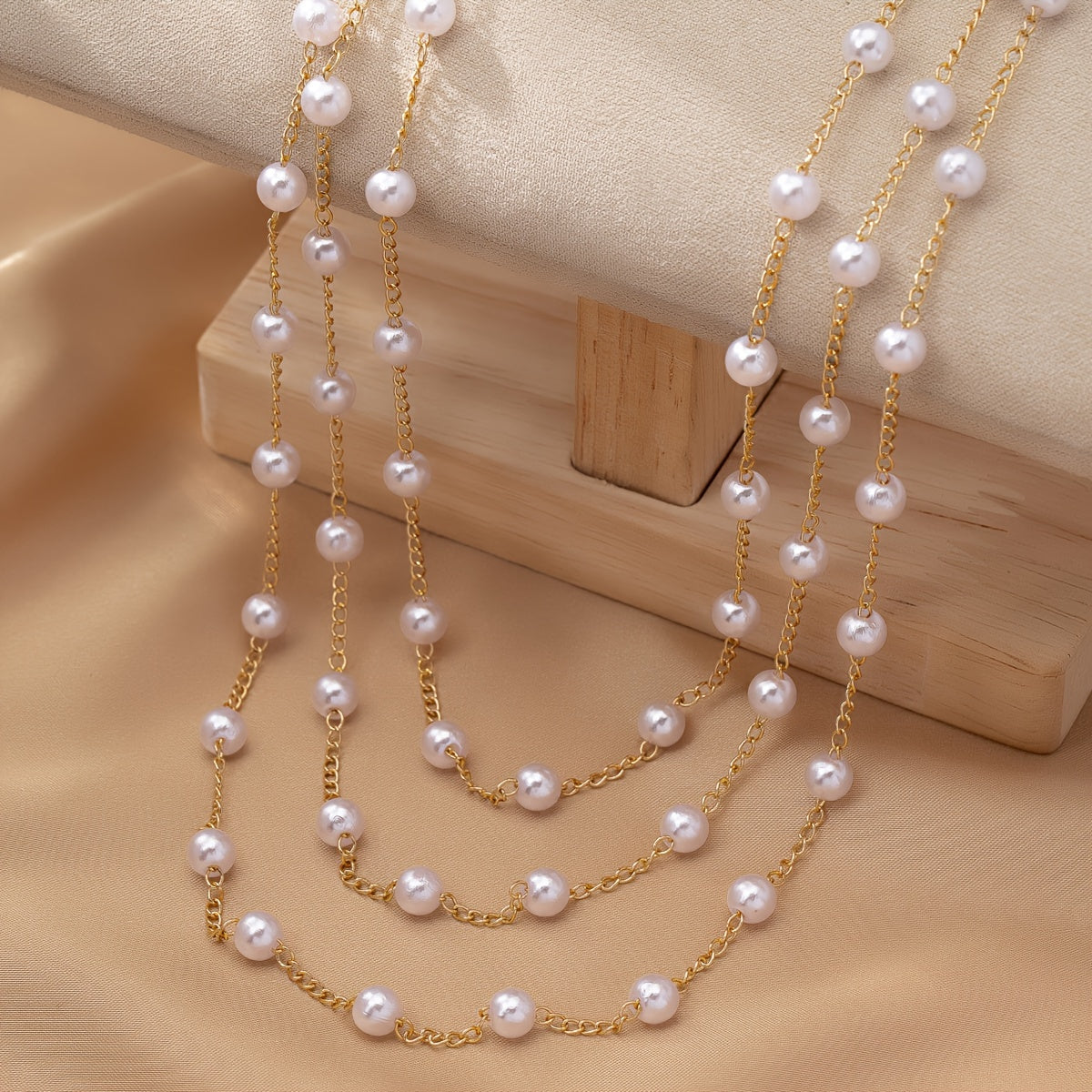 MULTI STRING FAUX PEARL NECKLACE