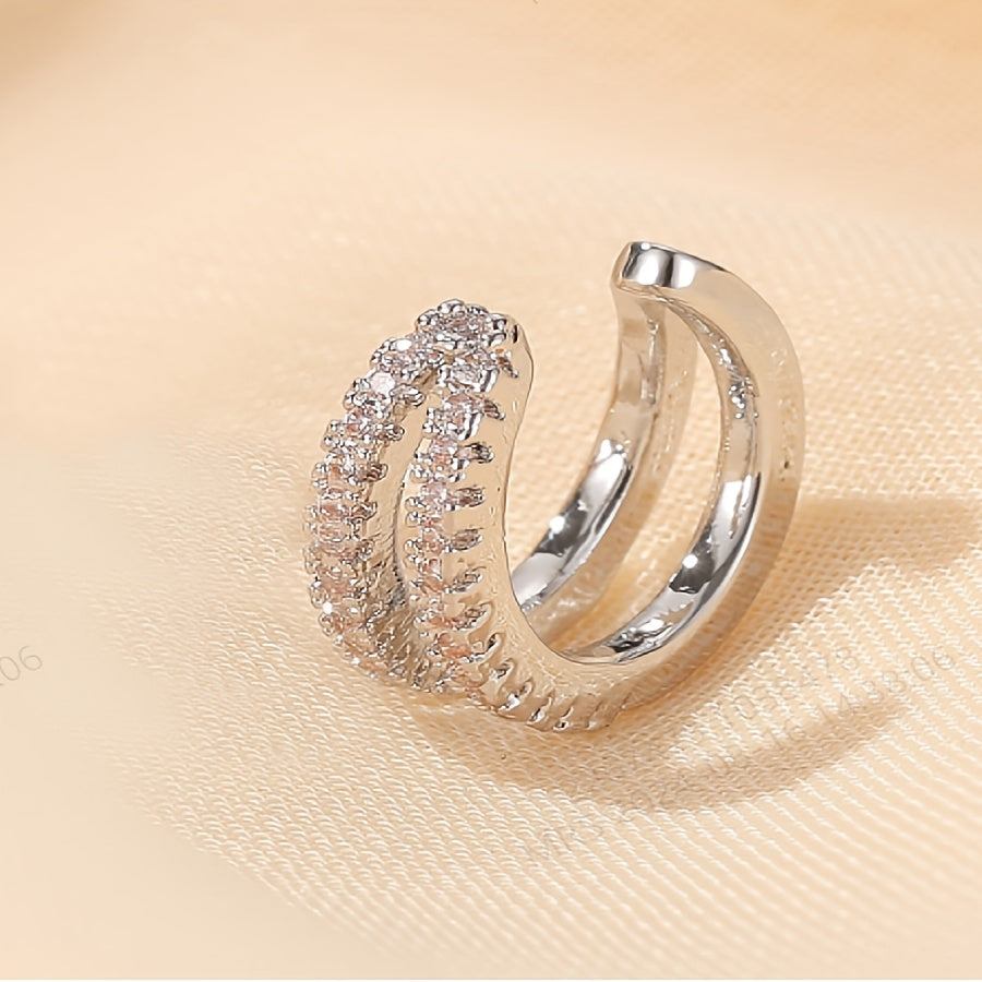 1pc Double-Layer Crystal Ear Cuff Earring