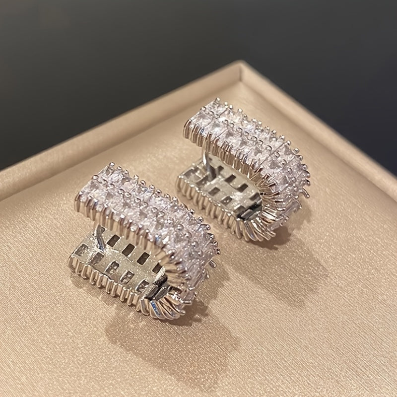 U-Shaped Zircon Hoop Earrings