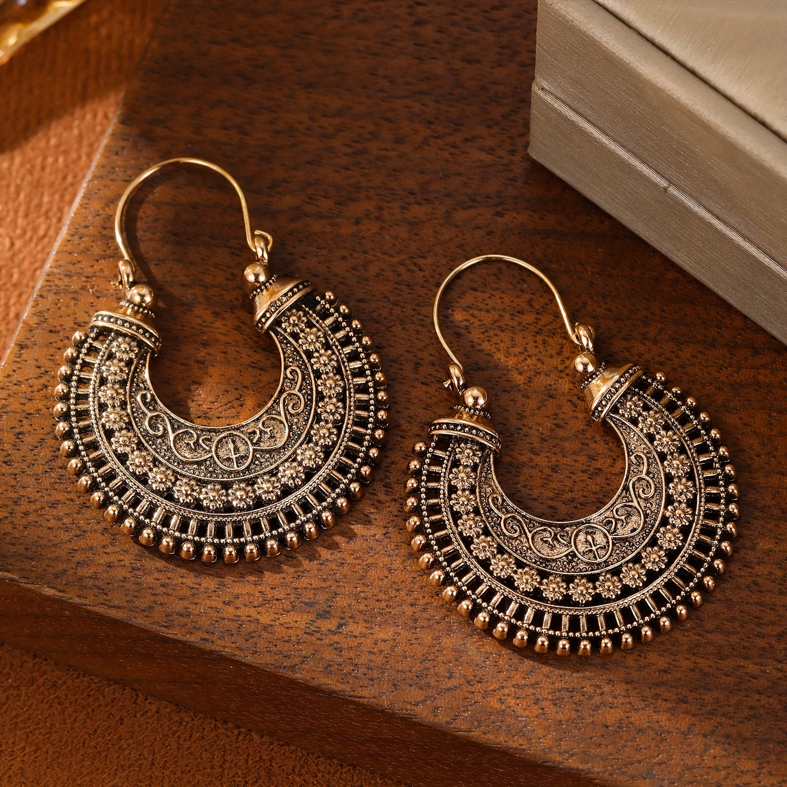 Bronze Bohemian Ethnic Minimalist Hoop Earrings
