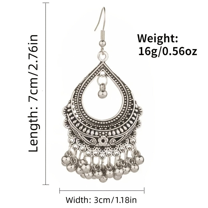 Ethnic Carved Tassel Earrings