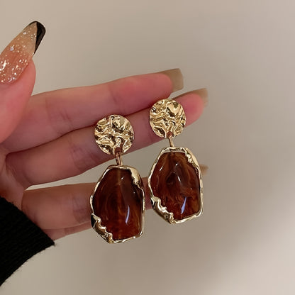 Vintage Elegant Irregular Geometric Resin Dangle Earrings