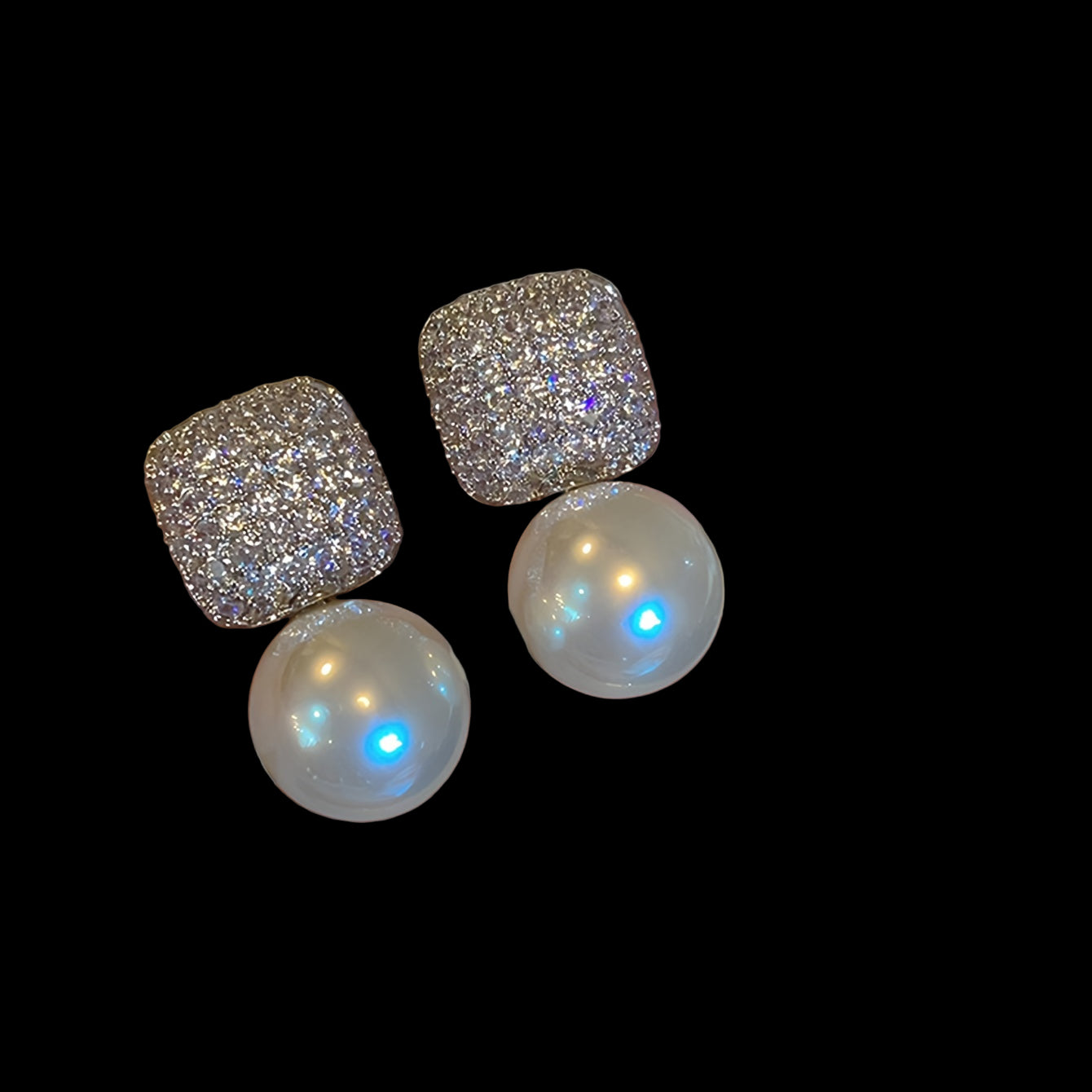 Artificial Crystal Pearl Earrings