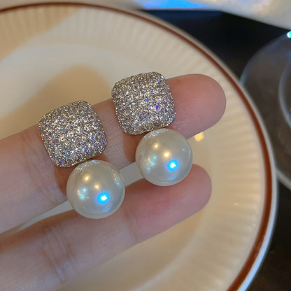 Artificial Crystal Pearl Earrings