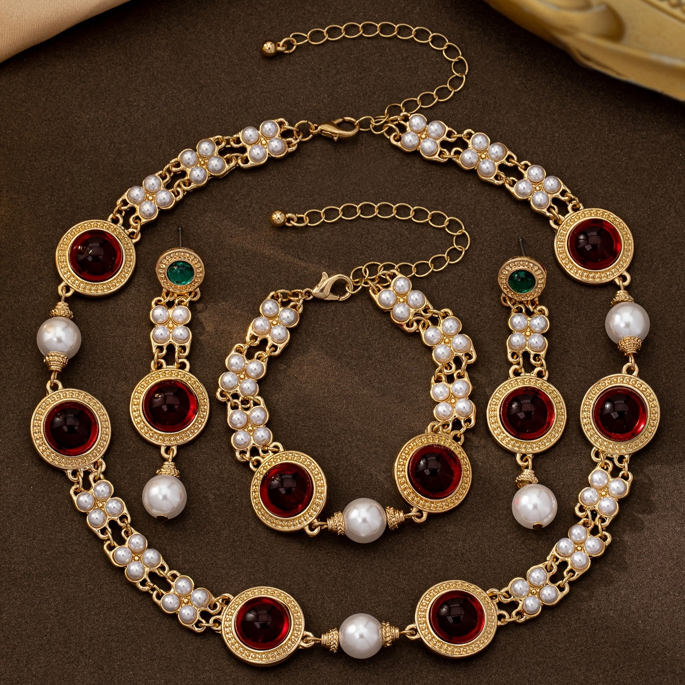 Vintage Court Jewelry Earrings and Pendant Set