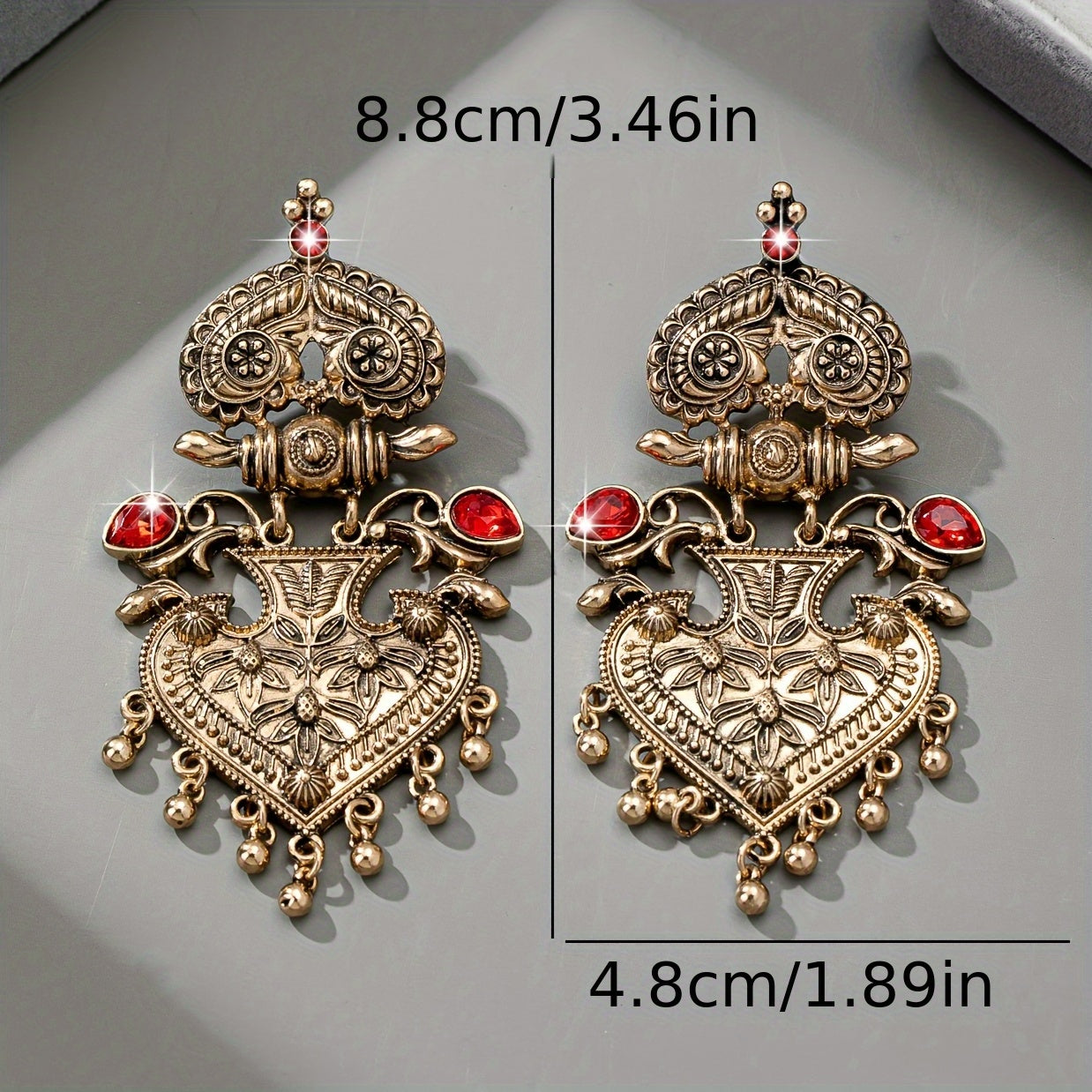 Vintage Heart Tassel Earrings