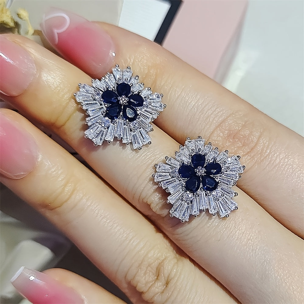 Sapphire Zircon Stud Earrings