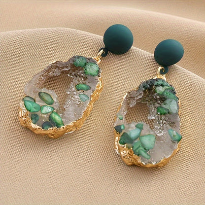 Green Resin Dangle Earrings