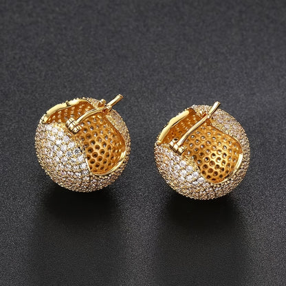 Synthetic Zirconia Spherical Earrings