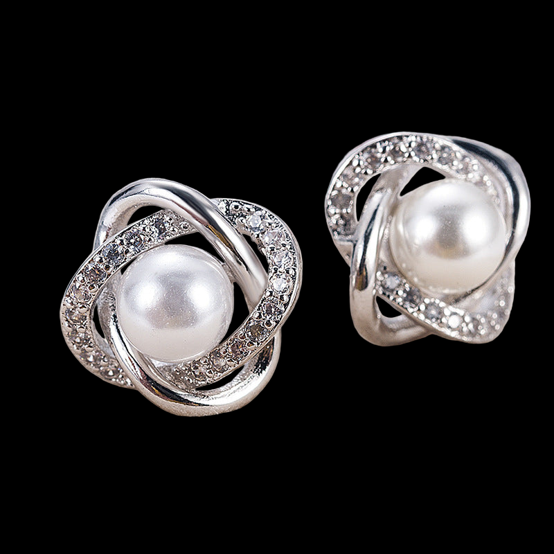 Pearl Zircon Studs UW-ER-ST-008-ZR