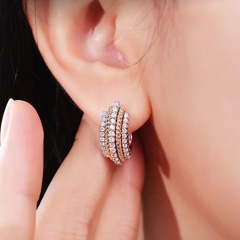 Zircon Two-Tone Earrings