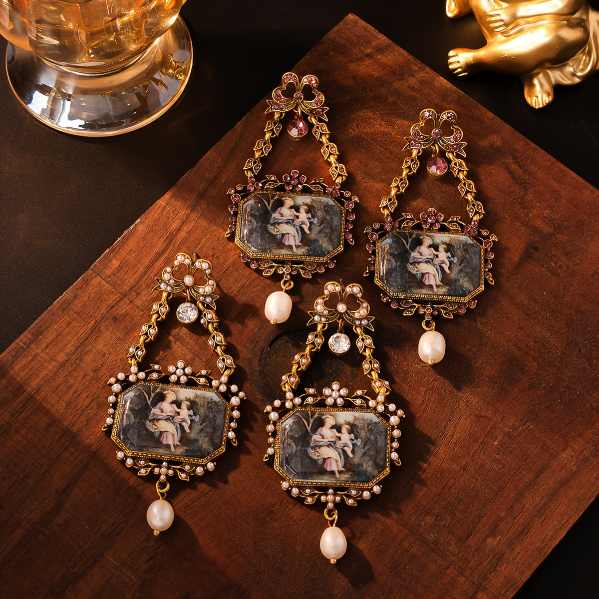 Vintage-Style Oil Painting Design Earrings