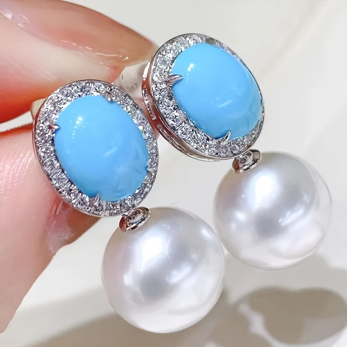 Pearl Turquoise Drop Studs