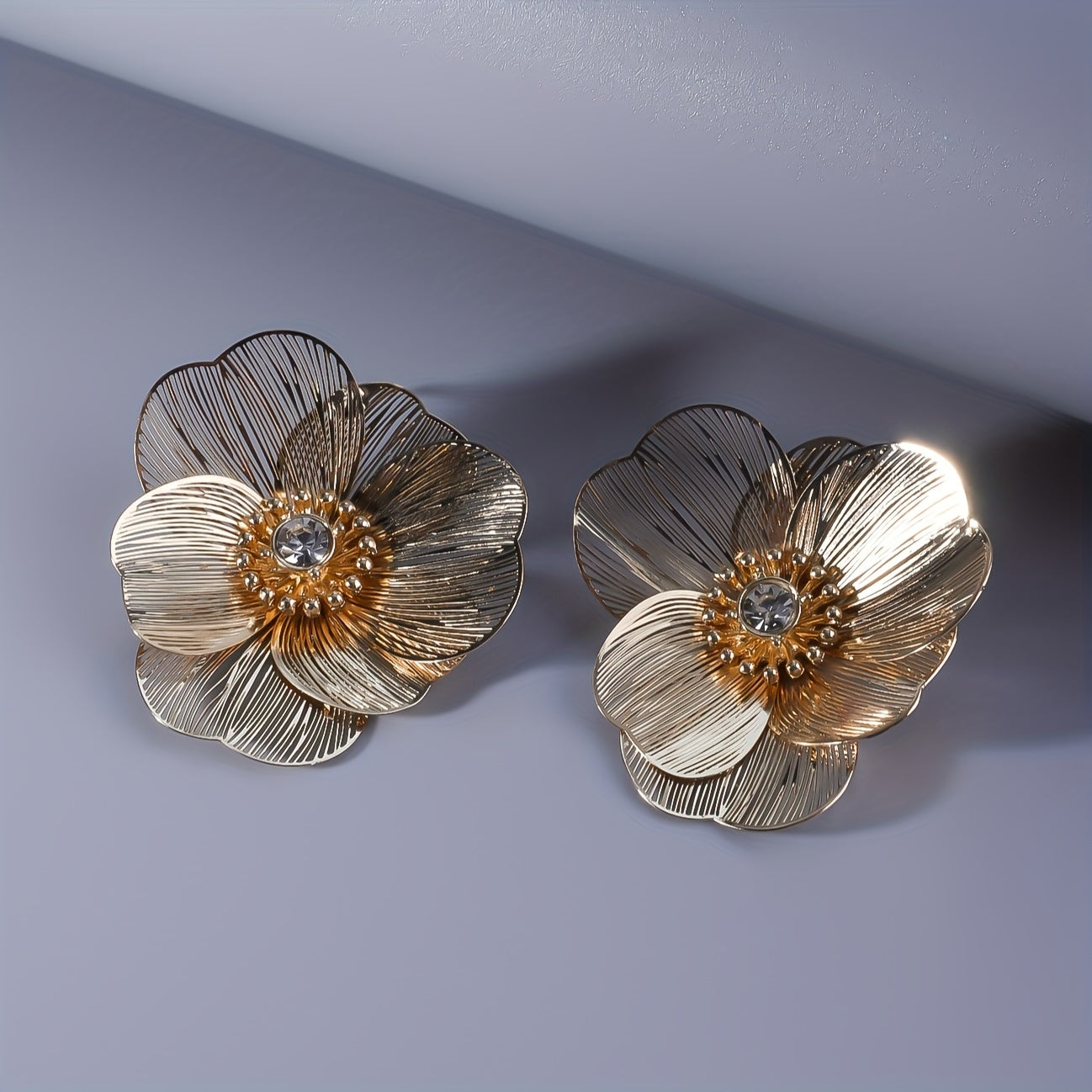 Floral Hollow Design Copper Stud Earrings